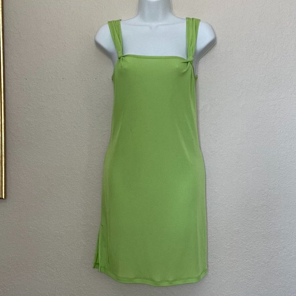 Vintage Anne Klein Lime Green Mini Dress - Picture 2 of 2